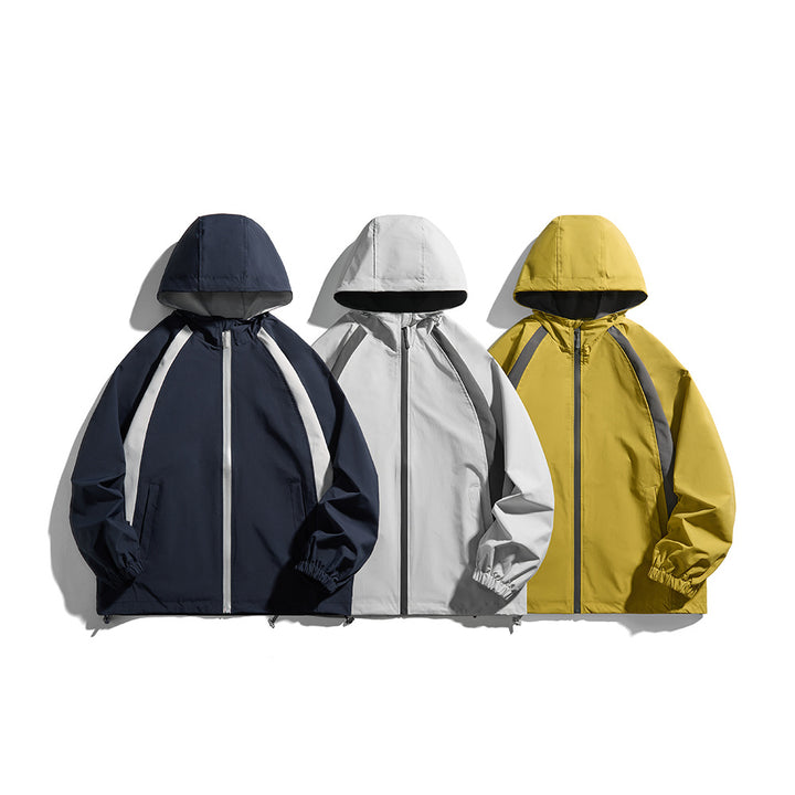 Herren Kapuzen-Windjacke im sportiven Colorblock-Design mit verstellbarem Saum Echoarchiv