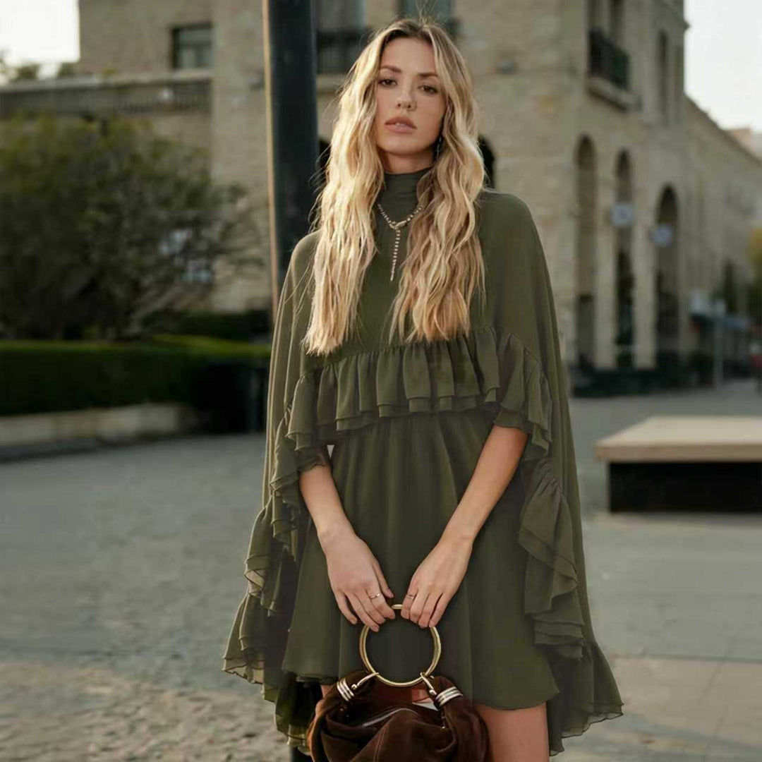 Damen romantisches Chiffonkleid mit Volants und weitem Saum Echo Archiv