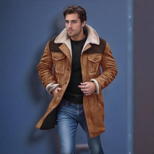Herren Bikerjacke aus Kunstleder mit abnehmbarem Fellkragen Echoarchiv