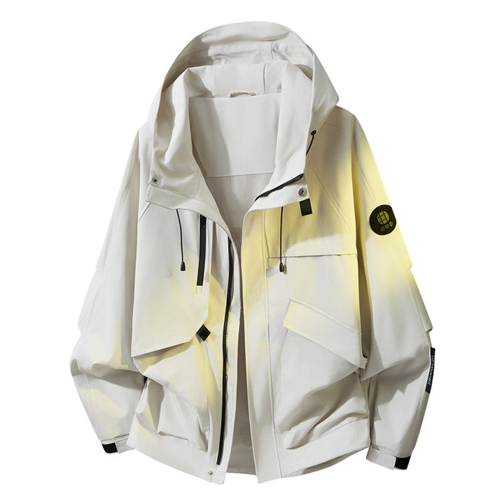 Herren Oversize Utility-Kapuzenjacke mit Multifunktions-Taschen, Zwei-Wege-Reißverschluss & verstellbarem Saum Echoarchiv