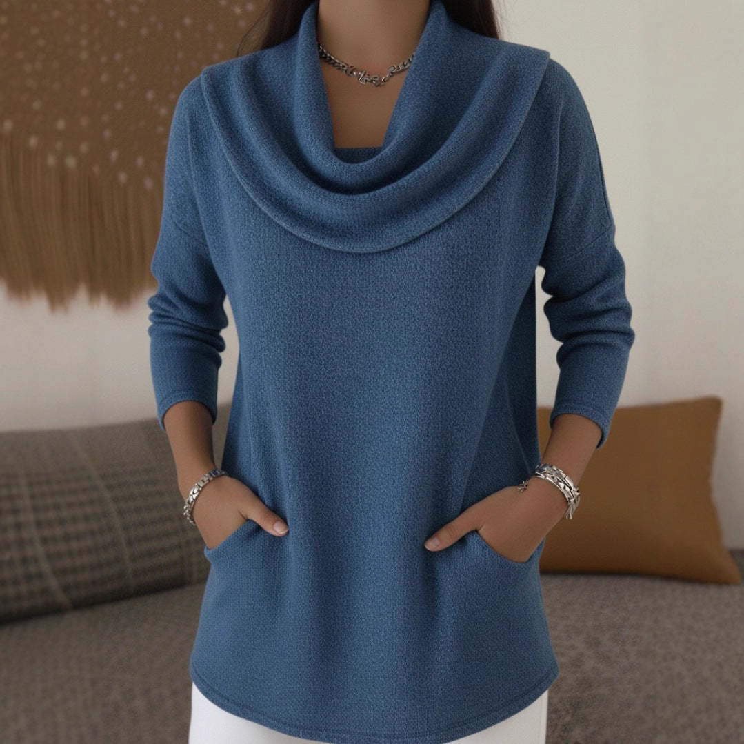 Damen Kuscheliger Feinstrick-Pullover mit Schalkragen und Eingrifftaschen Echoarchiv