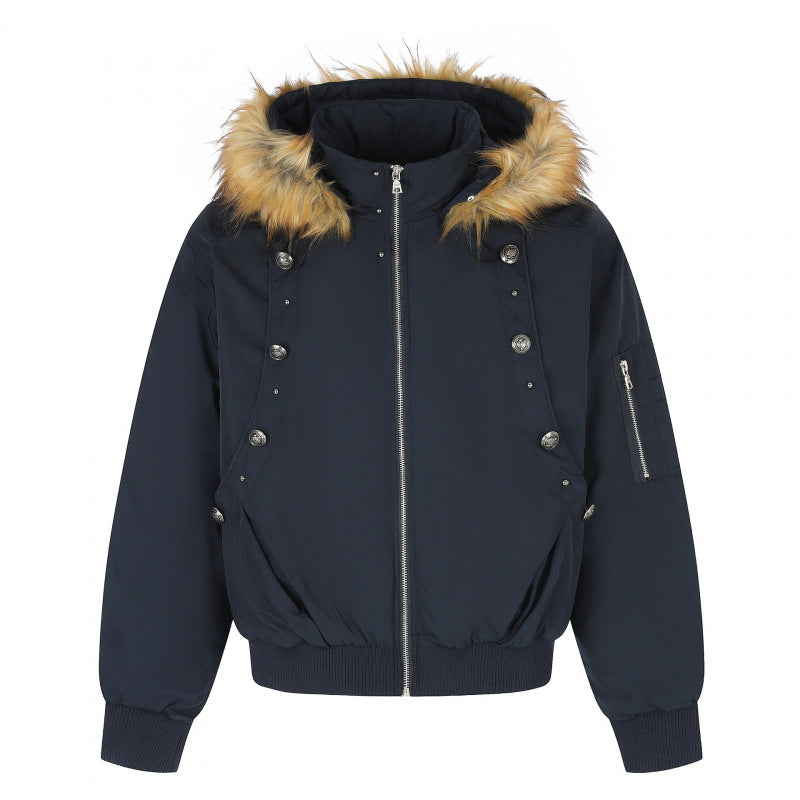 Damen Gefütterte Bomberjacke mit Kapuze und Kunstfellkragen Wattierte Winterjacke Echo Archiv