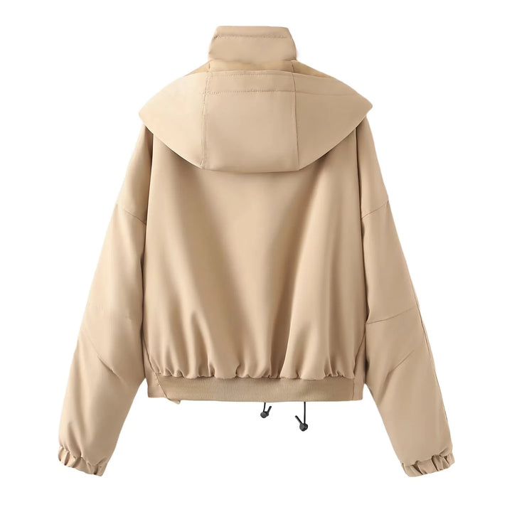 Damen nan kurzes wattiertes Kapuzenblouson mit weitem Boxy‑Schnitt und elastischem Saum Echo Archiv