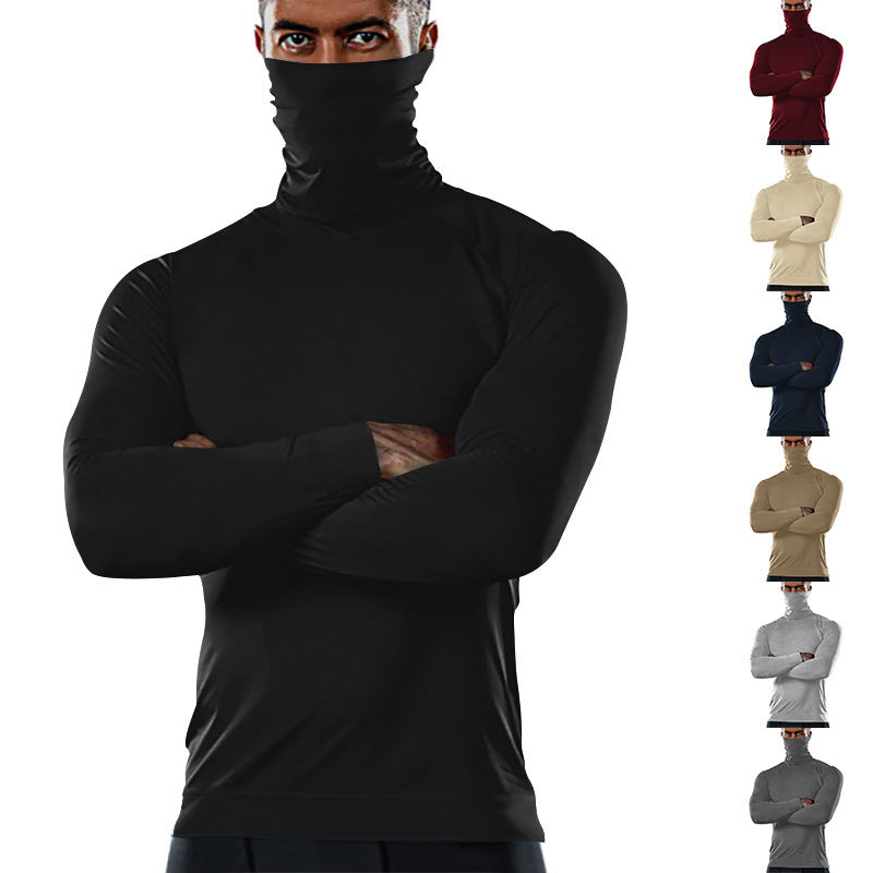 Herren Funktions-Langarmshirt mit Stehkragen und flexibel anpassbarem Mundschutz Echoarchiv