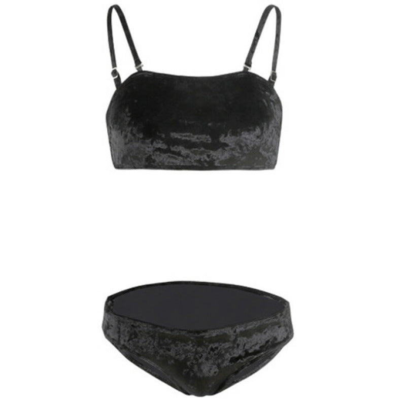 Damen Bikini-Set mit luxuriösem Samt-Design und verstellbaren Trägern Echo Archiv