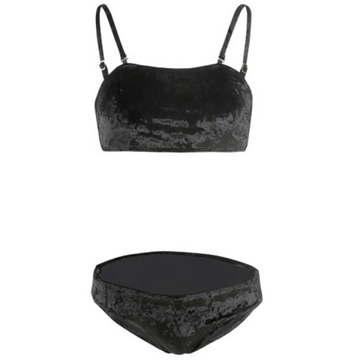 Damen Bikini-Set mit luxuriösem Samt-Design und verstellbaren Trägern Echo Archiv