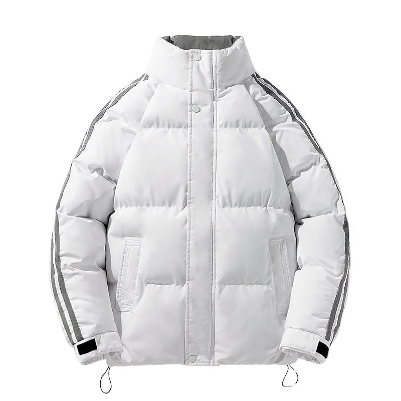 Männermode Sportliche gesteppte Winterjacke mit hohem Stehkragen, Ärmelnstreifen und verstellbarem Saum – Marzano