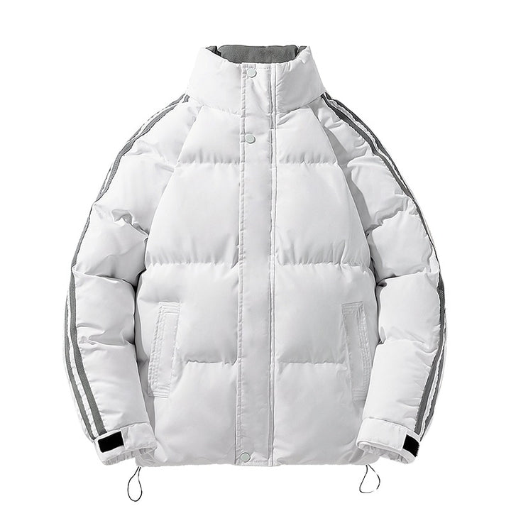 Männermode Sportliche gesteppte Winterjacke mit hohem Stehkragen, Ärmelnstreifen und verstellbarem Saum – Marzano