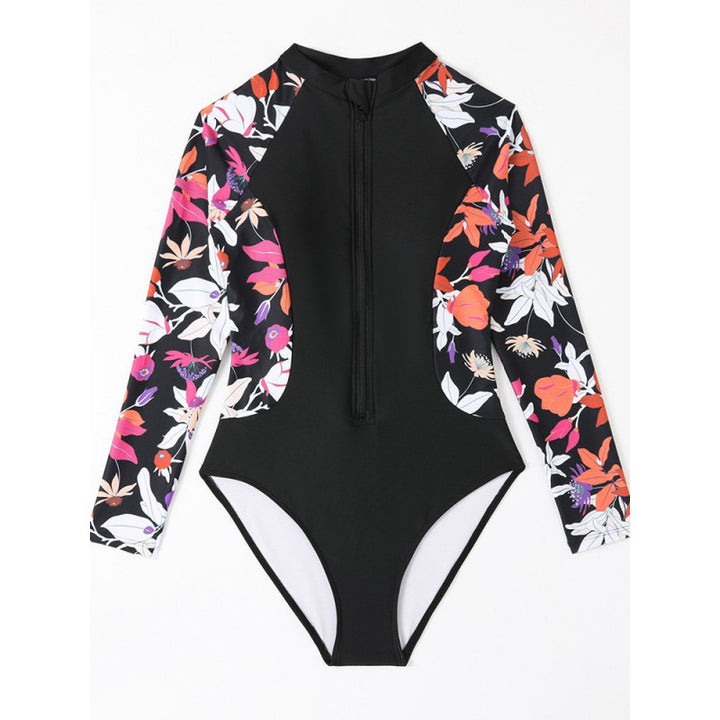 Damen Surfanzug mit floralem Farbdesign und sportlichem Reißverschluss Echo Archiv