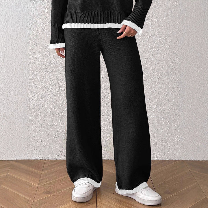 Damen lässige Strickhose mit kontrastierendem Bündchen Echo Archiv