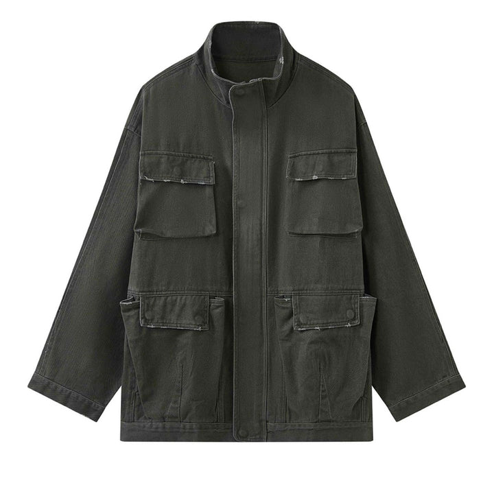 Damen Oversized Feldjacke aus robustem Canvas mit hohem Kragen und aufgesetzten Taschen Echoarchiv