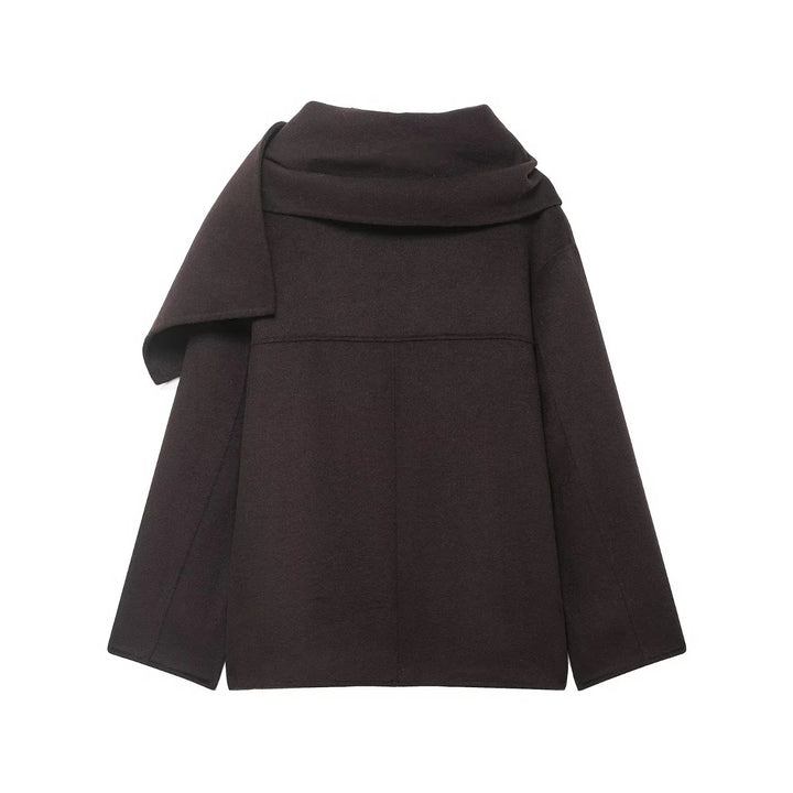 Damen Oversize Wollmantel mit voluminösem Schalkragen und verdeckter Knopfleiste – Montévia