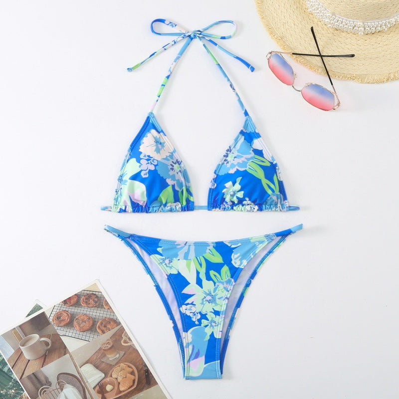 Damen Triangel-Bikini mit verspieltem floralem Design und verstellbaren Trägern Echo Archiv