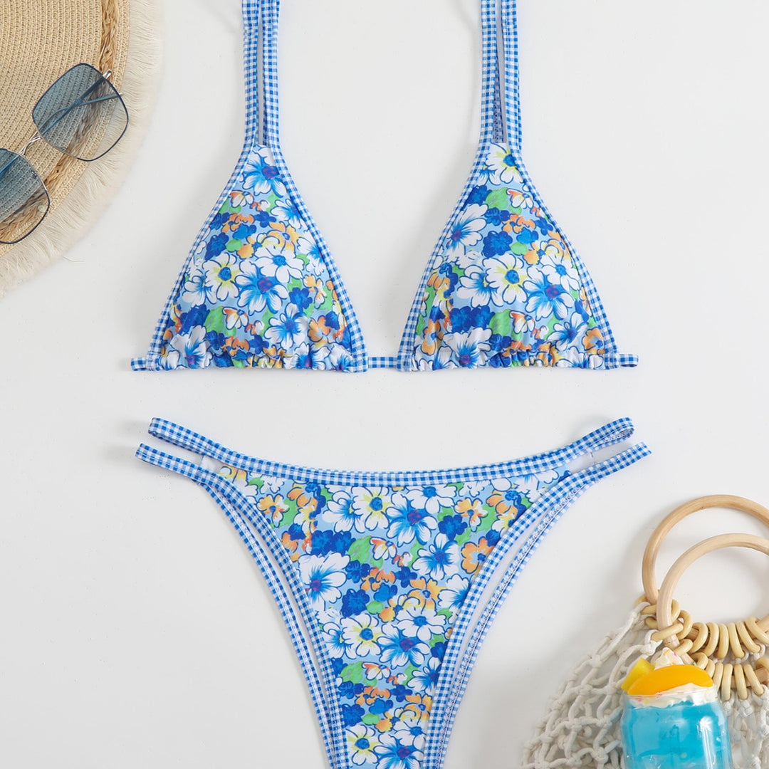 Damen Triangel-Bikini-Set mit verstellbaren Trägern und floralem Muster Echo Archiv
