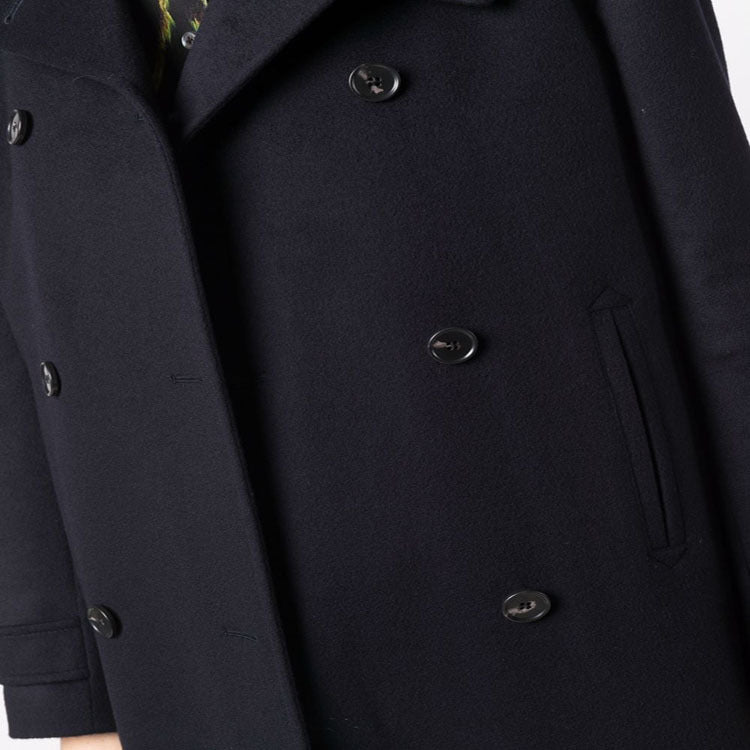 Damen Figurnaher Zweireihiger Wollmix-Longcoat mit fallendem Revers Echoarchiv