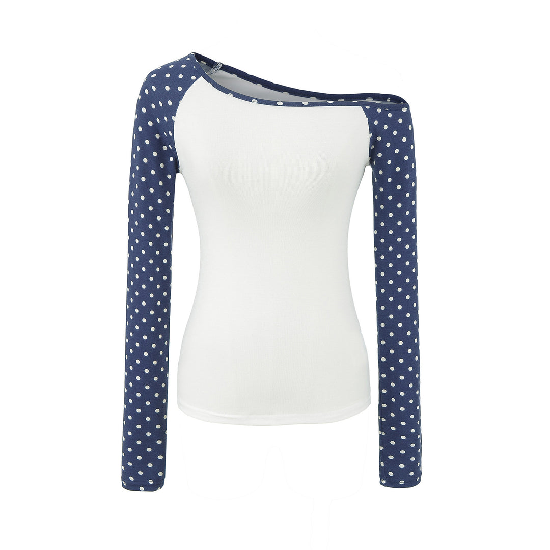 Damen Asymmetrisches Longsleeve mit Polka-Dot Raglanärmeln Echoarchiv