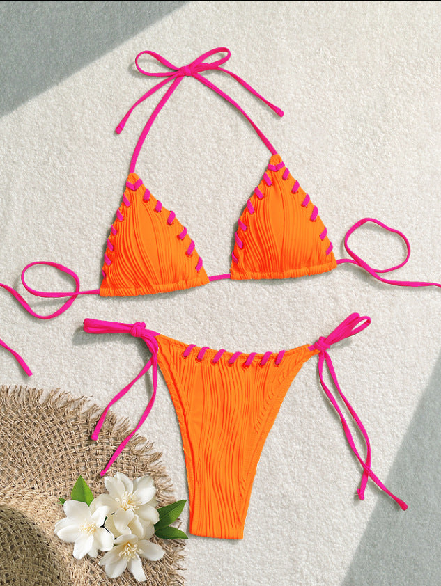 Damen Triangel-Bikini mit kontrastierenden Schnürdetails Echo Archiv