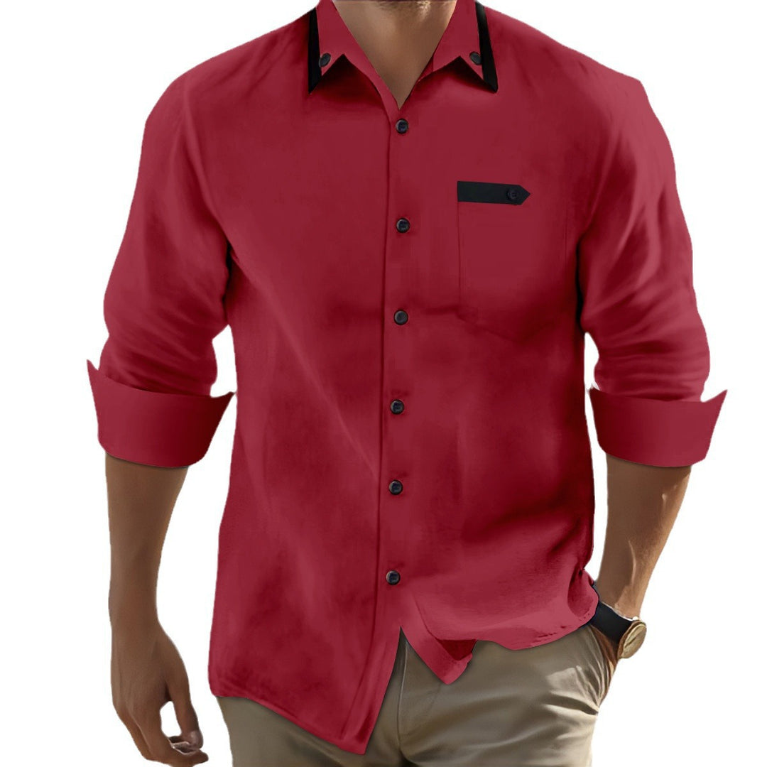 Herren Langarmhemd mit eleganten Kontrastdetails Echoarchiv