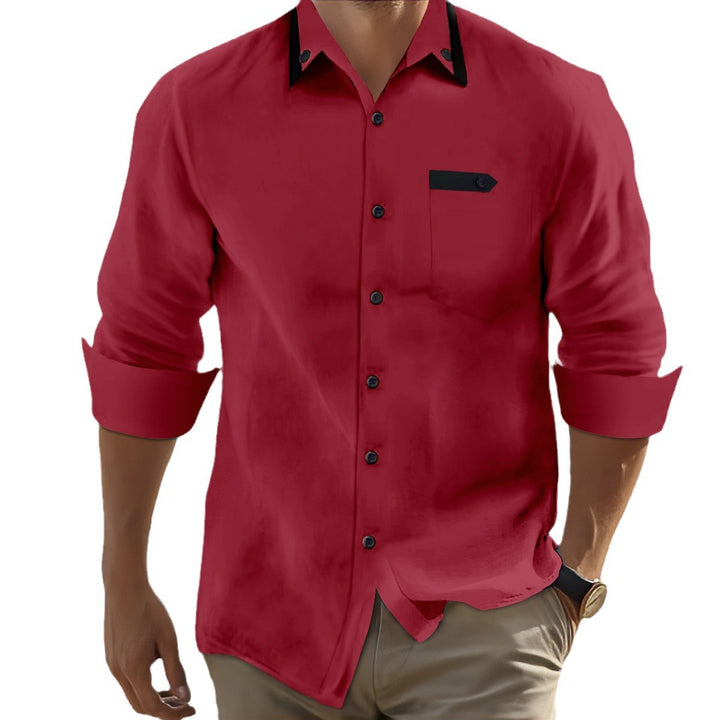 Herren Langarmhemd mit eleganten Kontrastdetails Echoarchiv