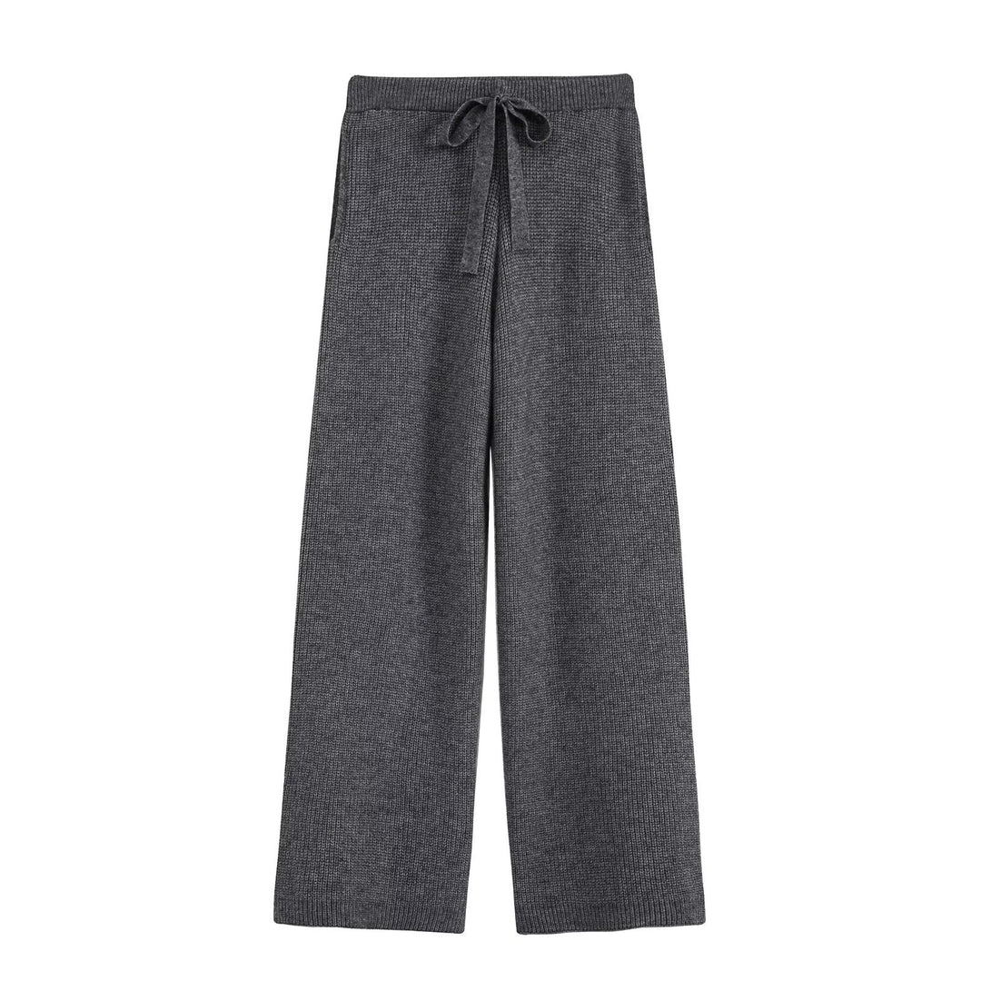 Damen Zweiteiliges Strickset mit Reißverschluss-Cardigan, Stehkragen und weitem Bein Echoarchiv