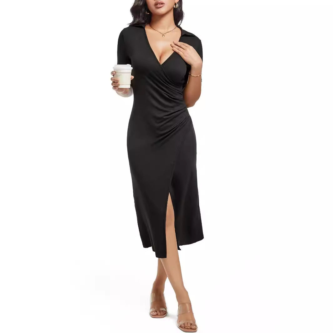 Damen Wickelkleid mit eleganter Drapierung und tiefem V-Ausschnitt Echo Archiv