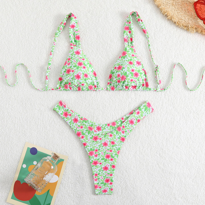 Damen Triangel-Bikini-Set mit verstellbaren Trägern und trendigem Muster Echo Archiv
