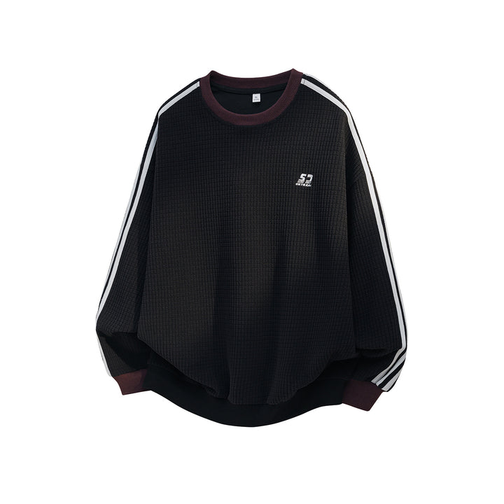 Unisex Oversize Sweatshirt mit Waffelstruktur, Kontraststreifen an Ärmeln und gerippten Bündchen Echo Archiv