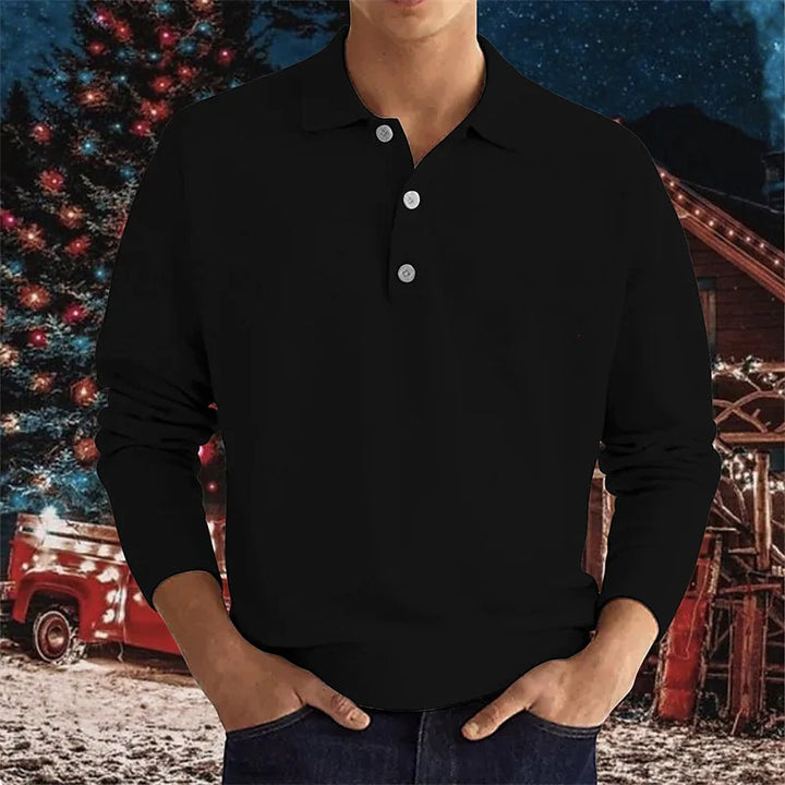 Herren Polo Sweatshirt mit klassischen Knopfdetails Echoarchiv