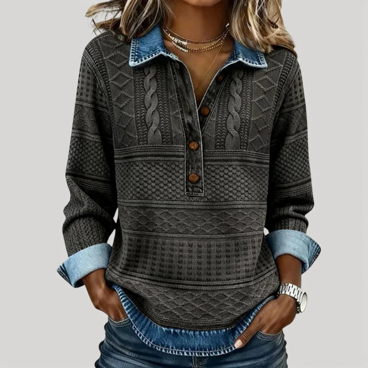 Damen Modischer Pullover mit Knopfverschluss