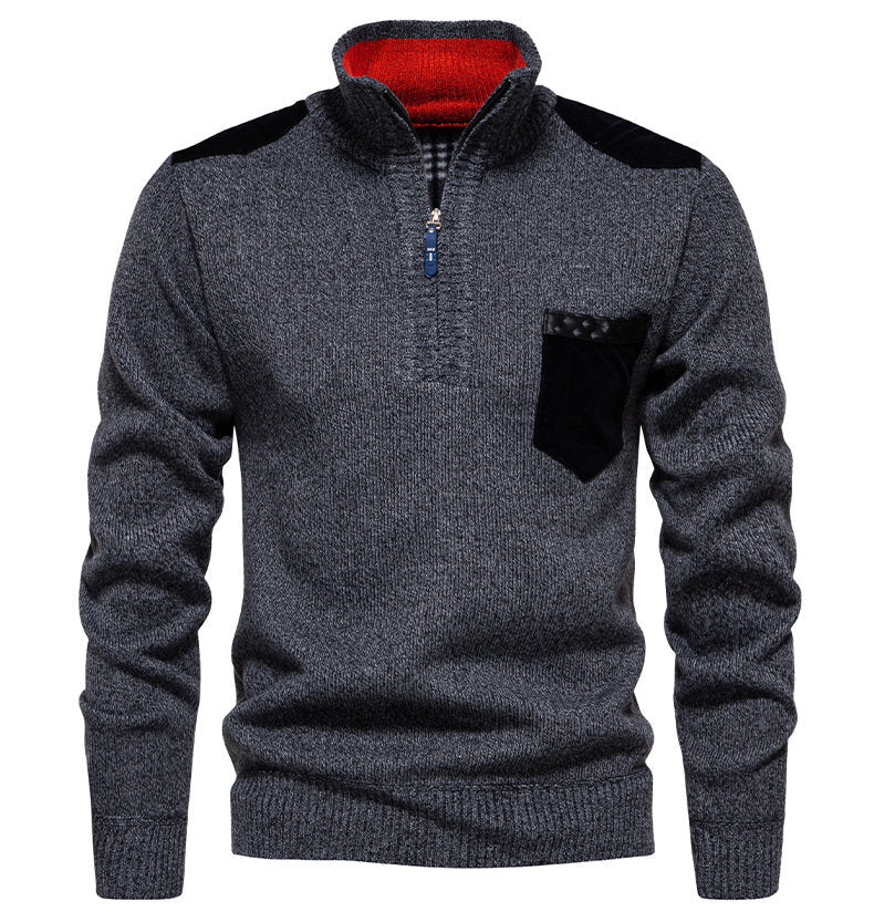 Herren Pullover mit halbhohem Kragen und modischen Akzenten Echoarchiv