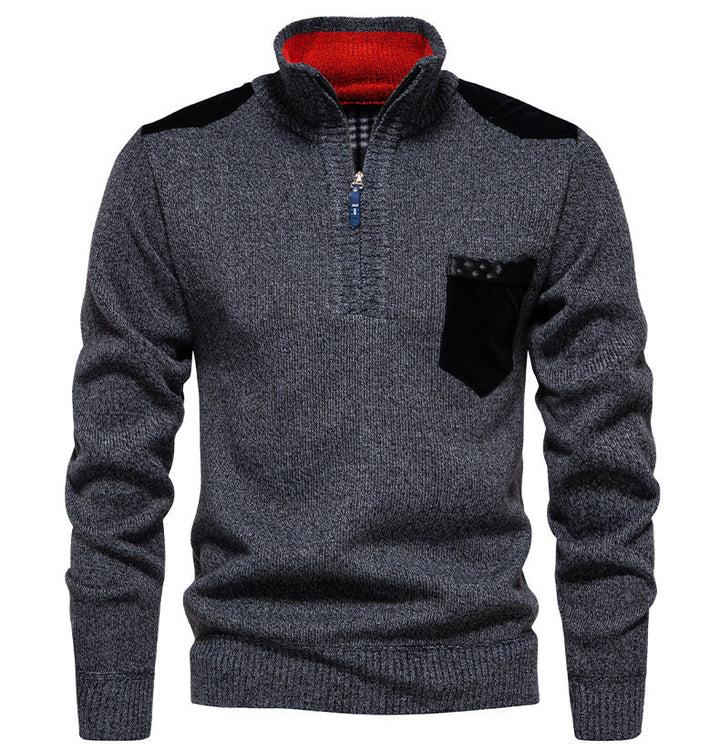 Herren Pullover mit halbhohem Kragen und modischen Akzenten Echoarchiv