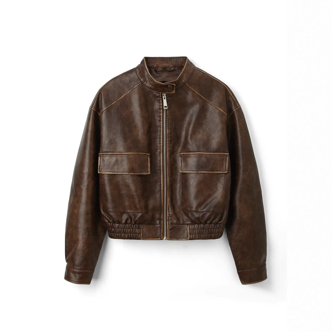 Damen Trendige Bikerjacke mit Stehkragen Echo Archiv