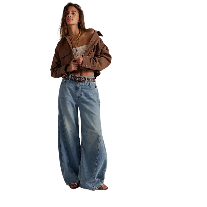 Damen nan kurze Utility-Überwurfjacke mit Druckknopf-Front und aufgesetzten Pattentaschen Echo Archiv