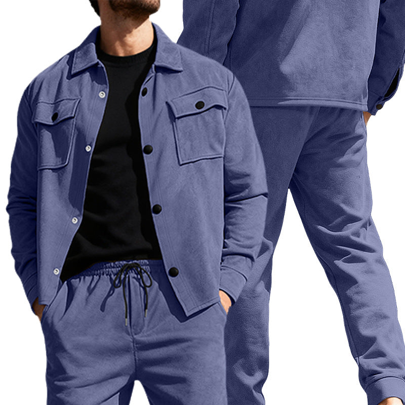 Herren lässiger Freizeitanzug mit strukturiertem Oberteil und praktischen Taschen Echoarchiv