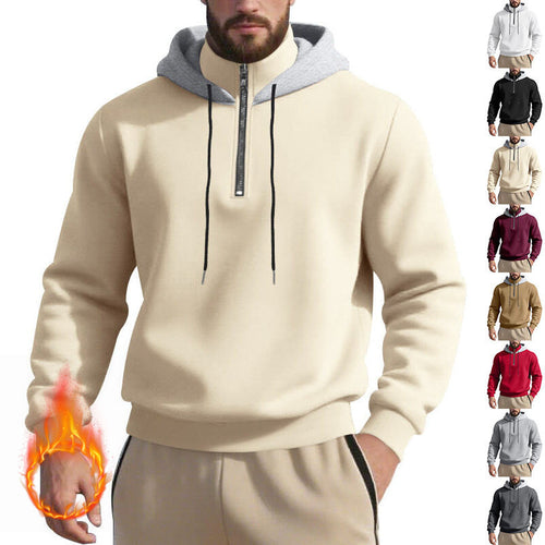 Herren nan Halbzip-Kapuzenpullover mit kontrastierter Kapuzeninnenseite, Kordelzug und gerippten Bündchen Echo Archiv