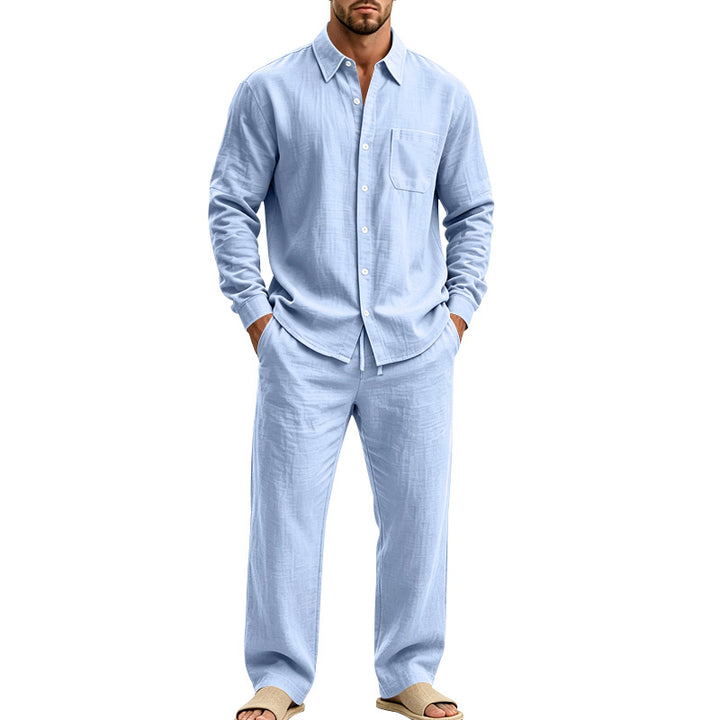 Herren entspanntes Leinen-Hemd und weite Loungewear-Hose Echoarchiv