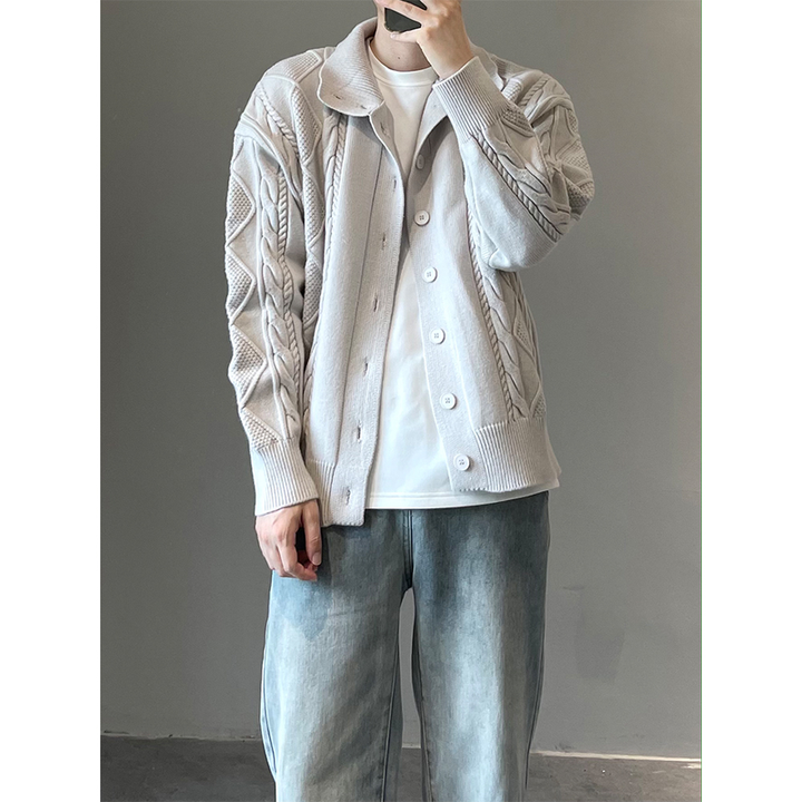 Herren modische Strickjacke mit strukturiertem Muster Echoarchiv