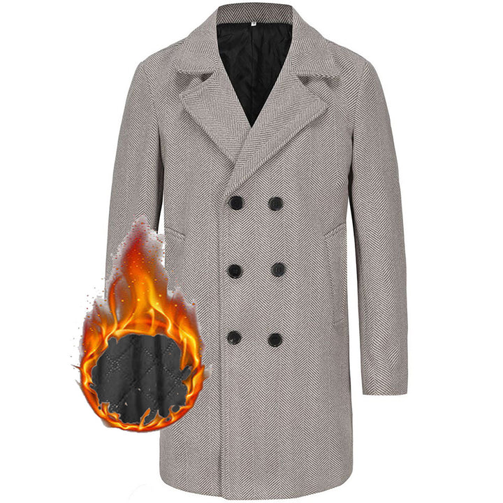 Herren eleganter Doppelreiher-Mantel im minimalistischen Design Echoarchiv