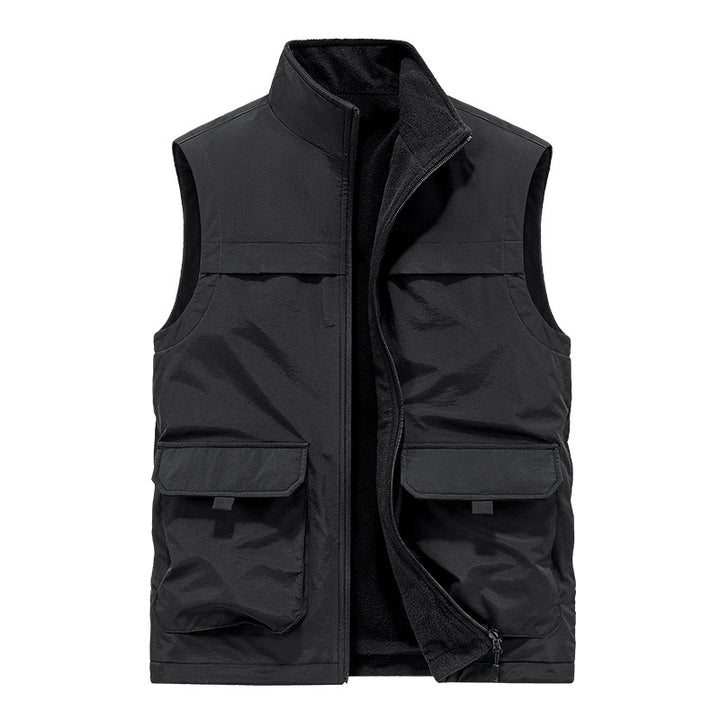 Herren Wattierte Utility-Weste mit Fleece-Innenfutter, Mehrfach-Taschen und Stehkragen Echoarchiv