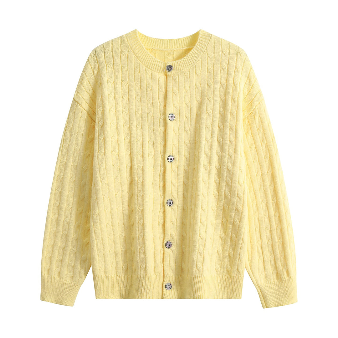 Damen Grobstrick-Cardigan mit Zopfmuster, Rundhalsausschnitt & durchgehender Knopfleiste Echoarchiv