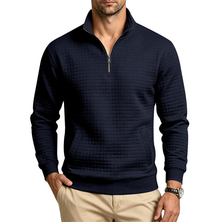 Herren Gesteppter Halbzip-Sweat mit Stehkragen und Kängurutasche Echoarchiv
