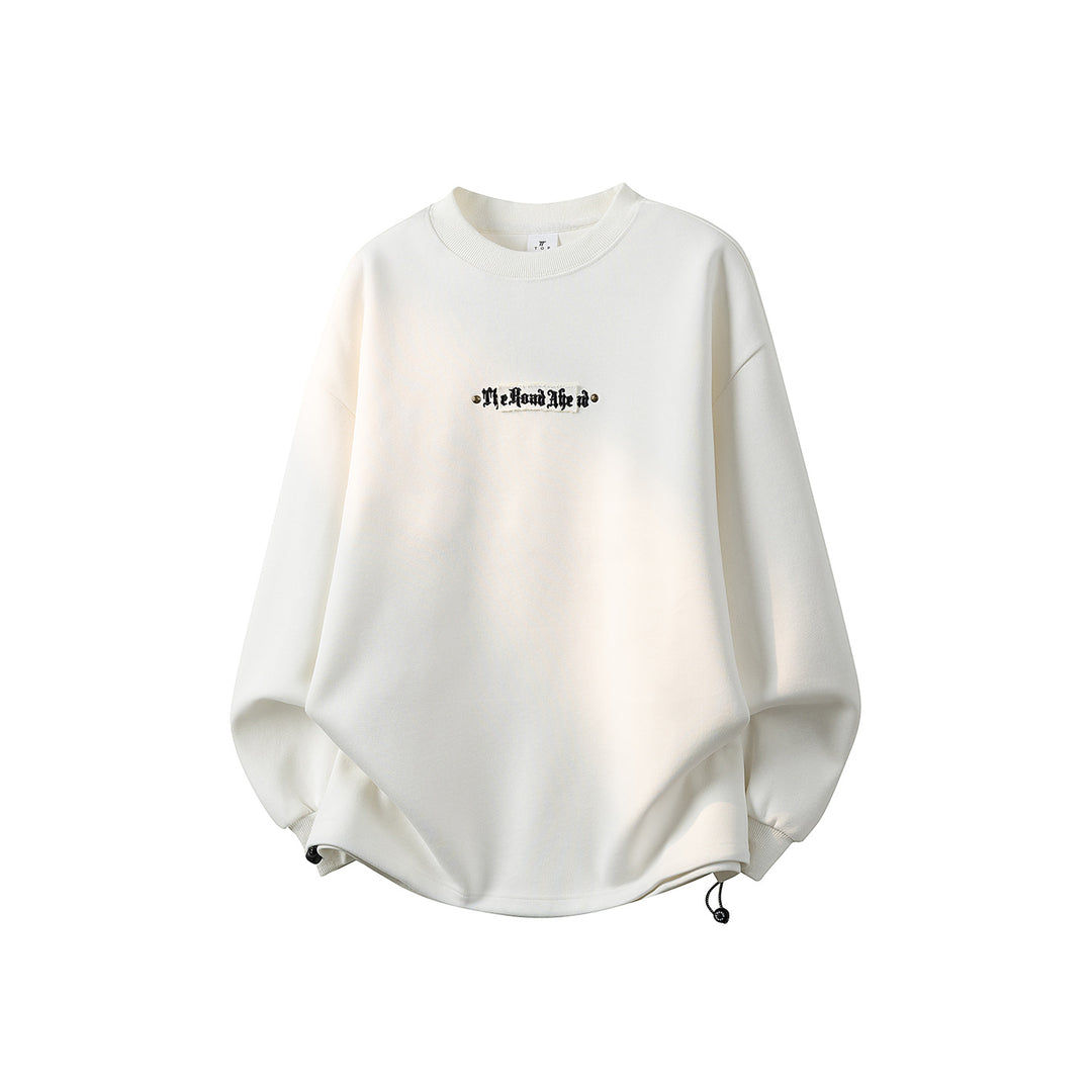 Damen Oversize-Sweatshirt mit gesticktem Schriftzug, abgerundetem Saum & überschnittener Schulter Echoarchiv