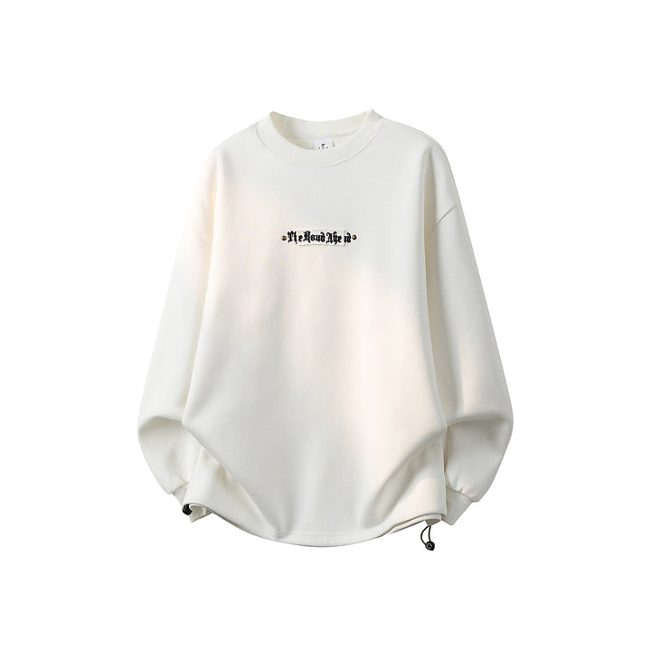 Damen Oversize-Sweatshirt mit gesticktem Schriftzug, abgerundetem Saum & überschnittener Schulter Echoarchiv