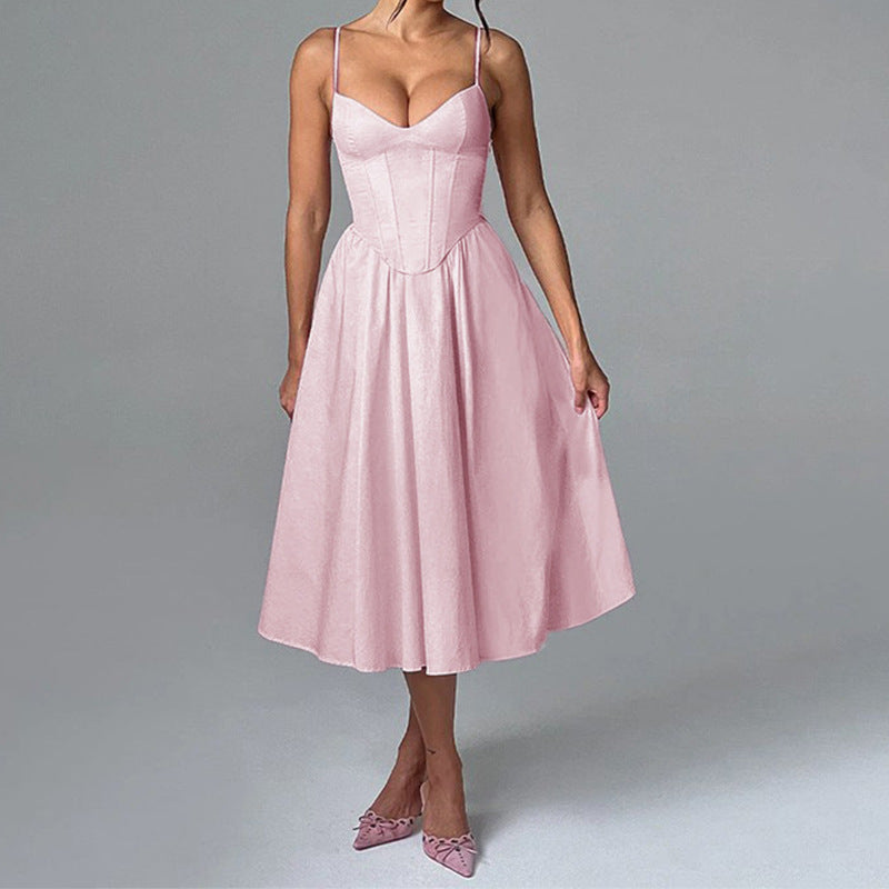 Damen Midikleid mit herzförmigem Ausschnitt und schwingendem Rock Echo Archiv
