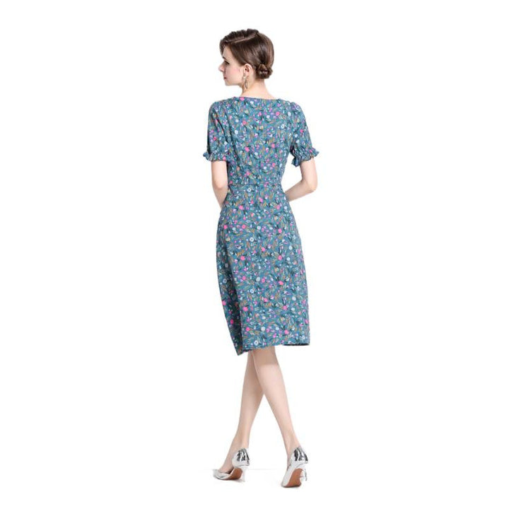 Damen Midikleid mit floralem Druck und seitlichem Schlitz Echo Archiv