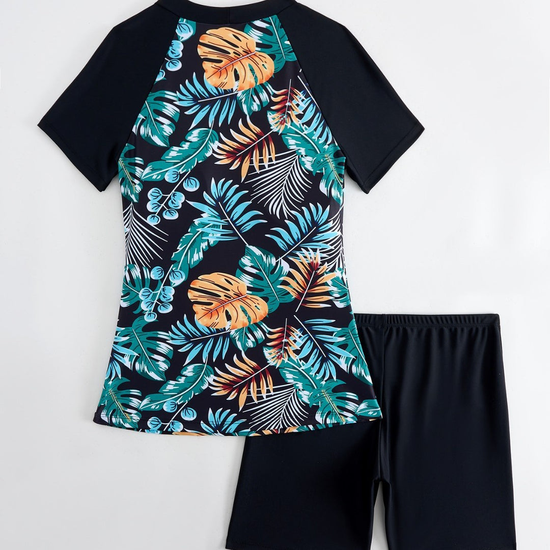 Damen Sportliche Rashguard mit modischem Blumenmuster Echo Archiv