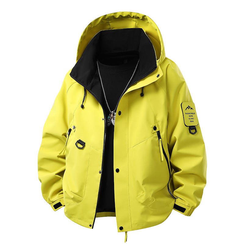Herren Nano wind- und wasserdichte Softshell-Outdoojacke mit verstaubarem Kapuze, Utility-Taschen und verstellbaren Manschetten – Taviero