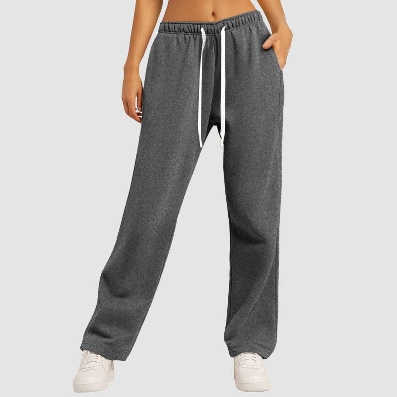 Damen nan lässige Loungehose mit geradem Bein extra langem Tunnelzug und tiefem Schritt Echo Archiv