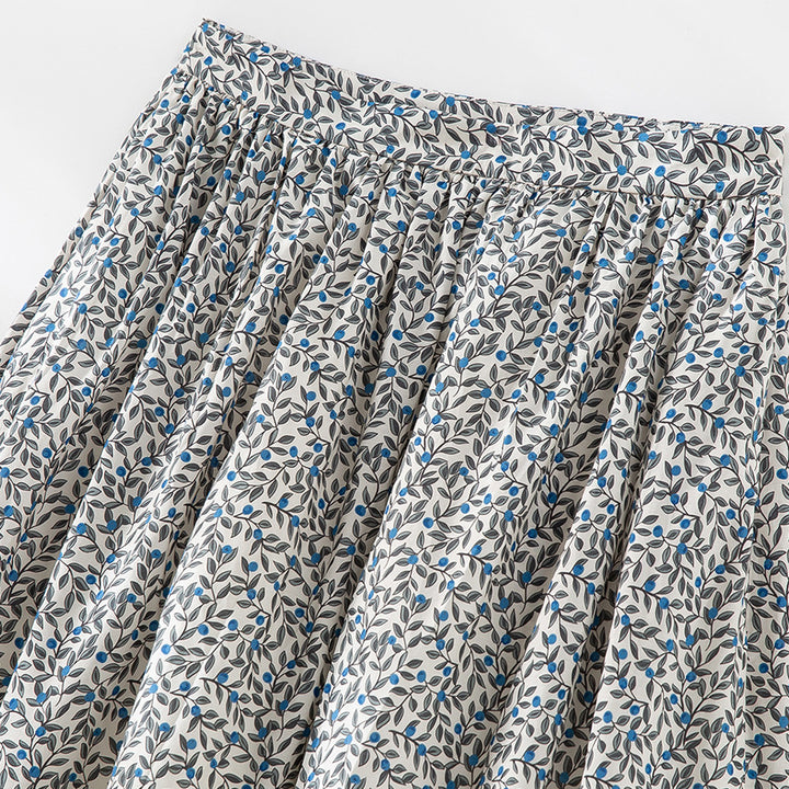 Damen Midirock mit Plissée‑Optik, gerafftem Bund und floralem Print Echoarchiv