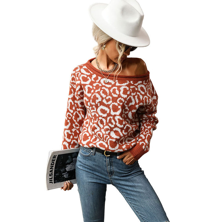 Damen Oversize-Feinstrickpullover mit Off-Shoulder und Animal-Jacquard Echoarchiv